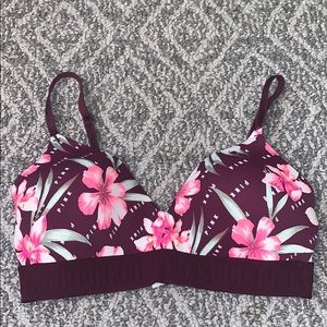 PINK Burgundy Floral Bra 34C